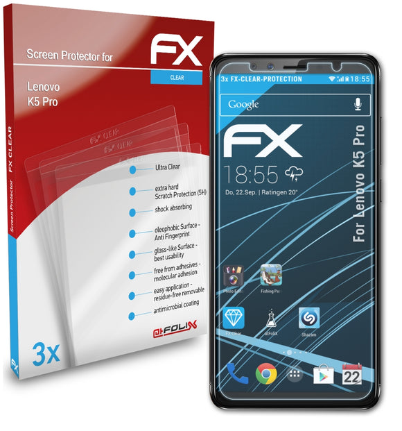 atFoliX FX-Clear Schutzfolie für Lenovo K5 Pro