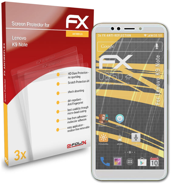 atFoliX FX-Antireflex Displayschutzfolie für Lenovo K9 Note