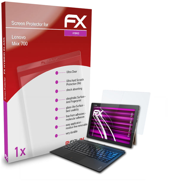 atFoliX FX-Hybrid-Glass Panzerglasfolie für Lenovo Miix 700