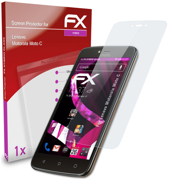 atFoliX FX-Hybrid-Glass Panzerglasfolie für Lenovo Motorola Moto C