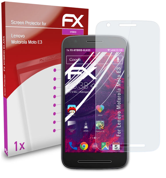 atFoliX FX-Hybrid-Glass Panzerglasfolie für Lenovo Motorola Moto E3