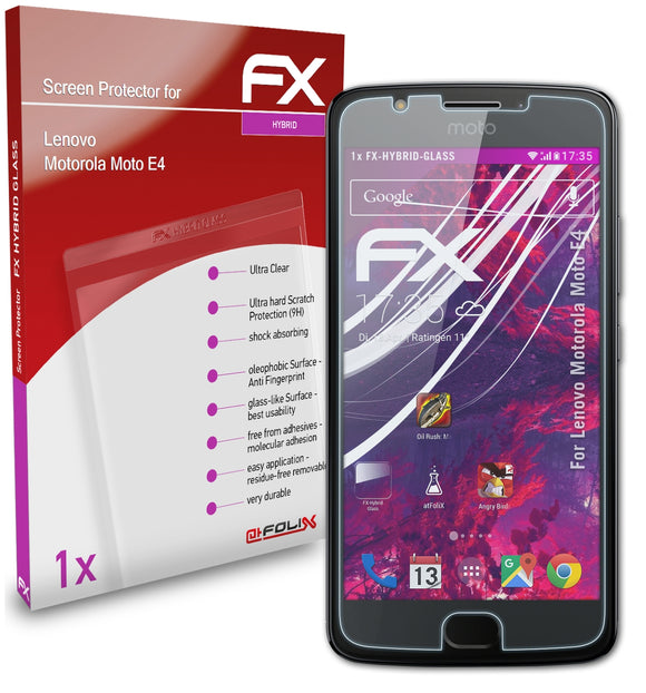 atFoliX FX-Hybrid-Glass Panzerglasfolie für Lenovo Motorola Moto E4