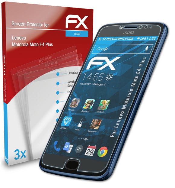 atFoliX FX-Clear Schutzfolie für Lenovo Motorola Moto E4 Plus