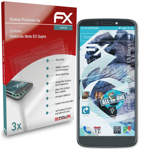 atFoliX FX-ActiFleX Displayschutzfolie für Lenovo Motorola Moto E5 Supra