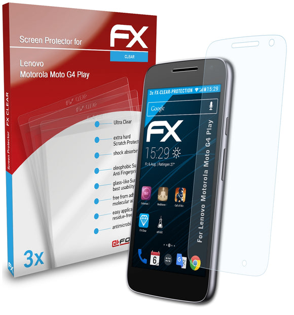 atFoliX FX-Clear Schutzfolie für Lenovo Motorola Moto G4 Play
