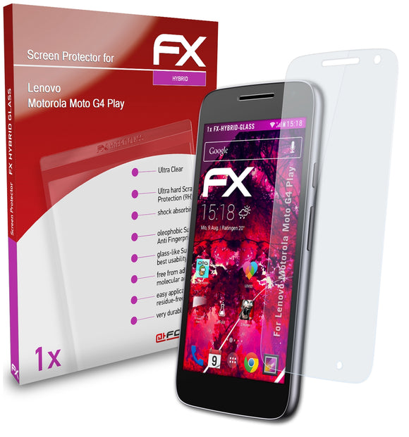 atFoliX FX-Hybrid-Glass Panzerglasfolie für Lenovo Motorola Moto G4 Play