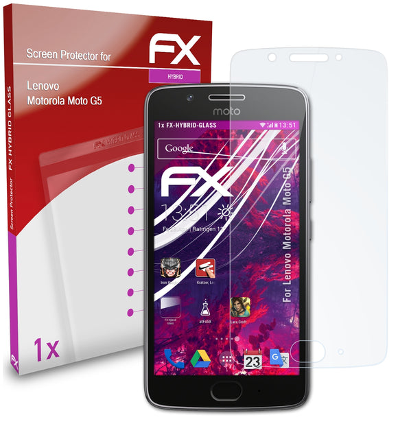 atFoliX FX-Hybrid-Glass Panzerglasfolie für Lenovo Motorola Moto G5