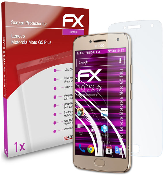 atFoliX FX-Hybrid-Glass Panzerglasfolie für Lenovo Motorola Moto G5 Plus