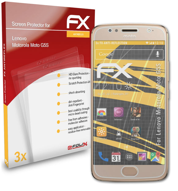 atFoliX FX-Antireflex Displayschutzfolie für Lenovo Motorola Moto G5S