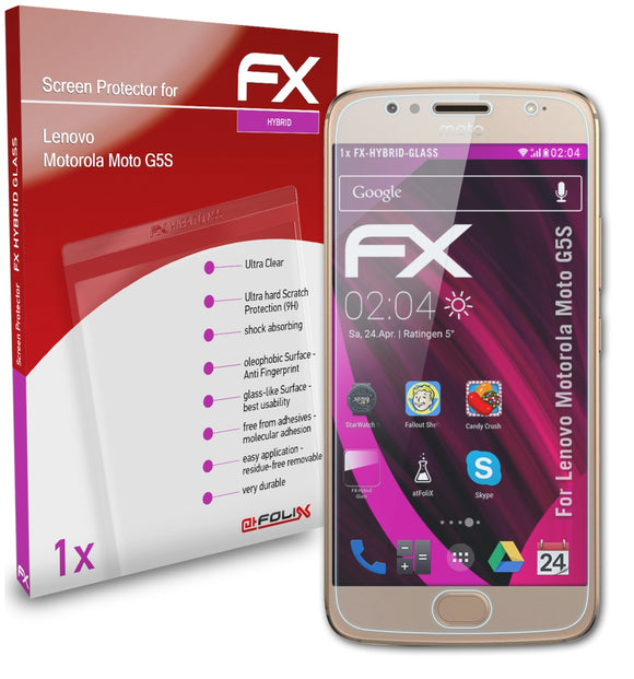 atFoliX FX-Hybrid-Glass Panzerglasfolie für Lenovo Motorola Moto G5S