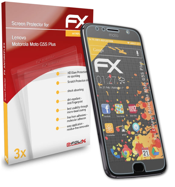 atFoliX FX-Antireflex Displayschutzfolie für Lenovo Motorola Moto G5S Plus