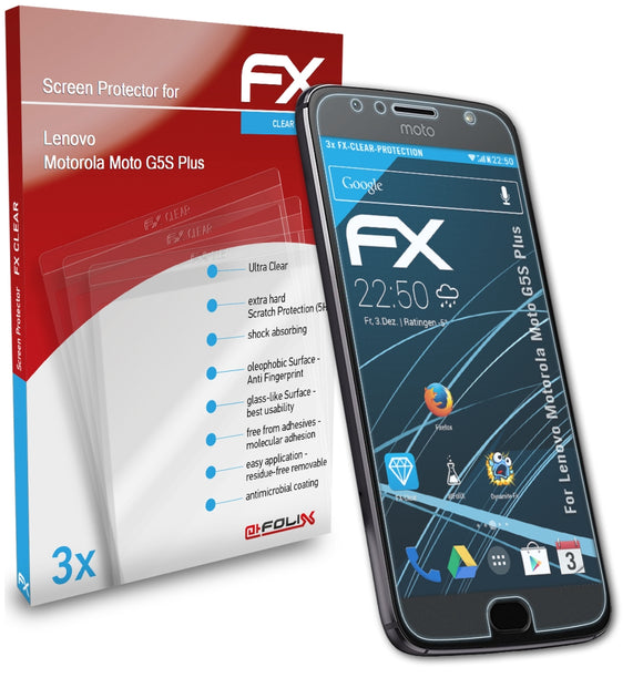 atFoliX FX-Clear Schutzfolie für Lenovo Motorola Moto G5S Plus