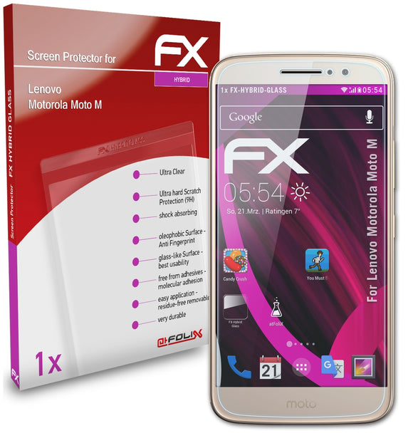 atFoliX FX-Hybrid-Glass Panzerglasfolie für Lenovo Motorola Moto M