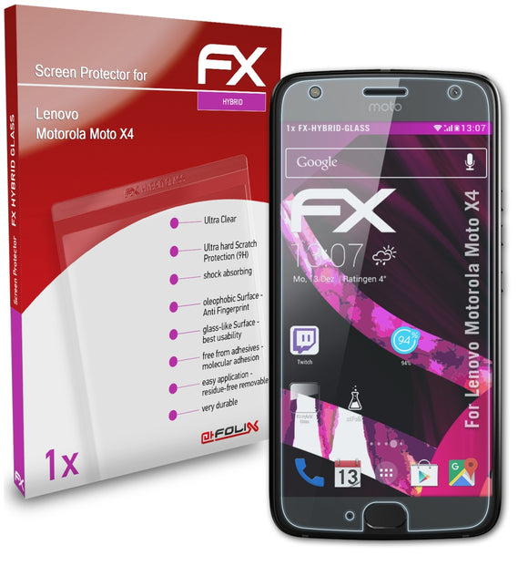 atFoliX FX-Hybrid-Glass Panzerglasfolie für Lenovo Motorola Moto X4