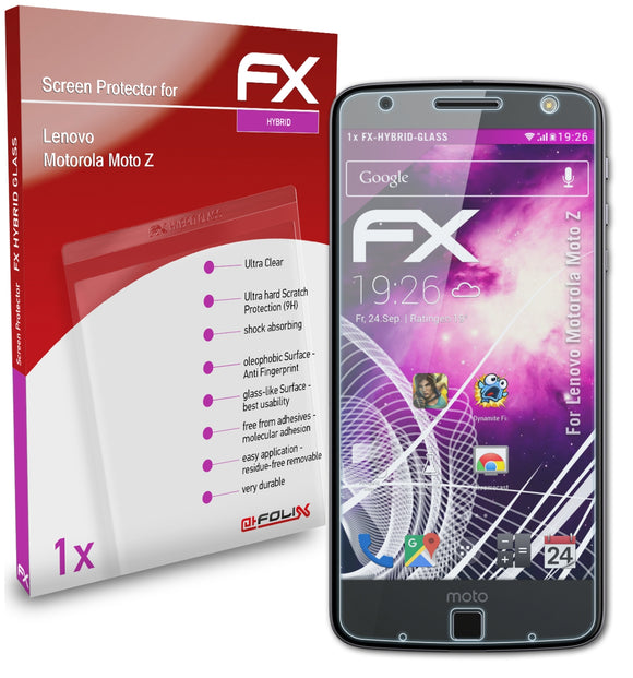 atFoliX FX-Hybrid-Glass Panzerglasfolie für Lenovo Motorola Moto Z