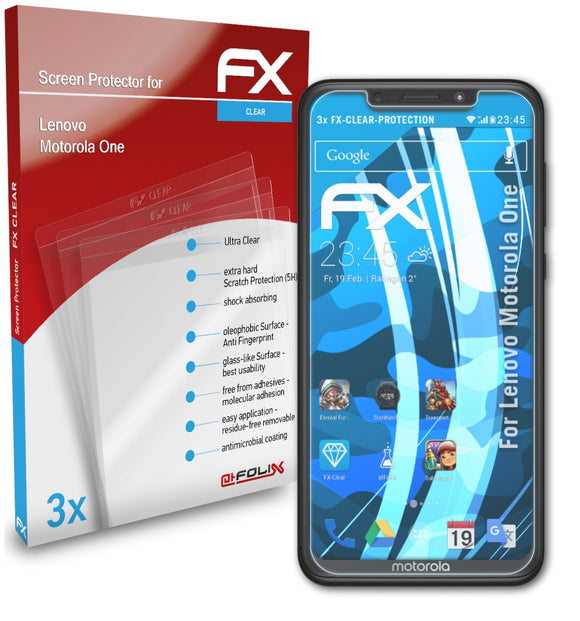 atFoliX FX-Clear Schutzfolie für Lenovo Motorola One