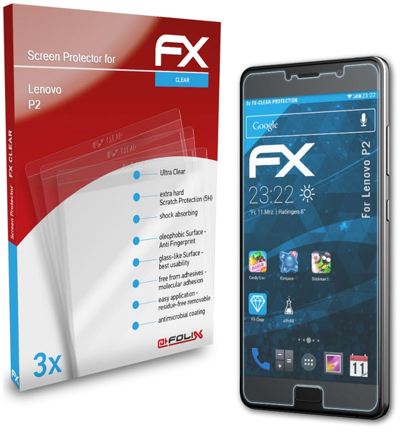 atFoliX FX-Clear Schutzfolie für Lenovo P2