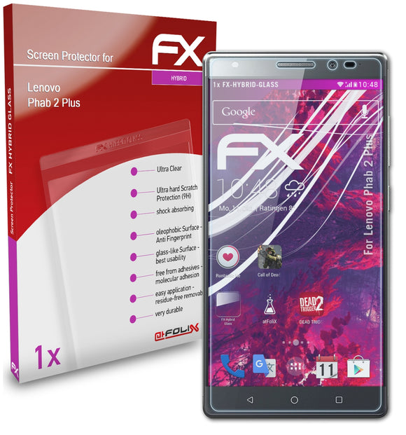 atFoliX FX-Hybrid-Glass Panzerglasfolie für Lenovo Phab 2 Plus