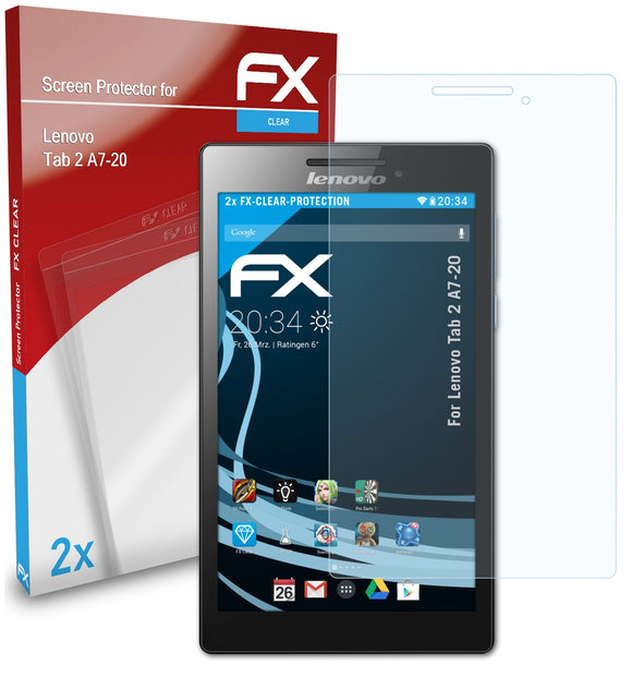 atFoliX FX-Clear Schutzfolie für Lenovo Tab 2 A7-20