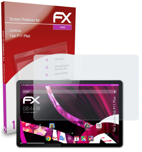 atFoliX FX-Hybrid-Glass Panzerglasfolie für Lenovo Tab P11 Plus