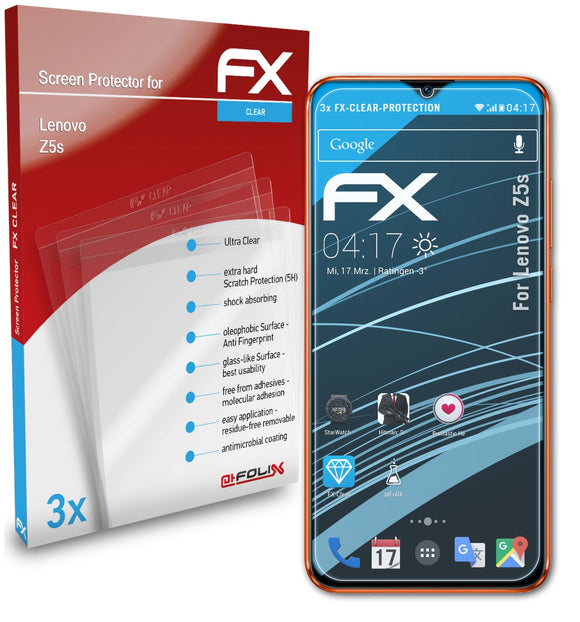 atFoliX FX-Clear Schutzfolie für Lenovo Z5s