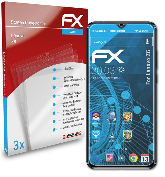 atFoliX FX-Clear Schutzfolie für Lenovo Z6