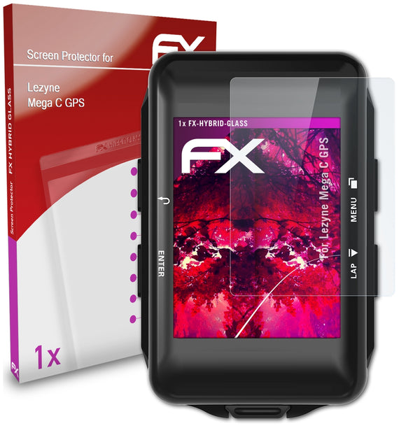 atFoliX FX-Hybrid-Glass Panzerglasfolie für Lezyne Mega C GPS