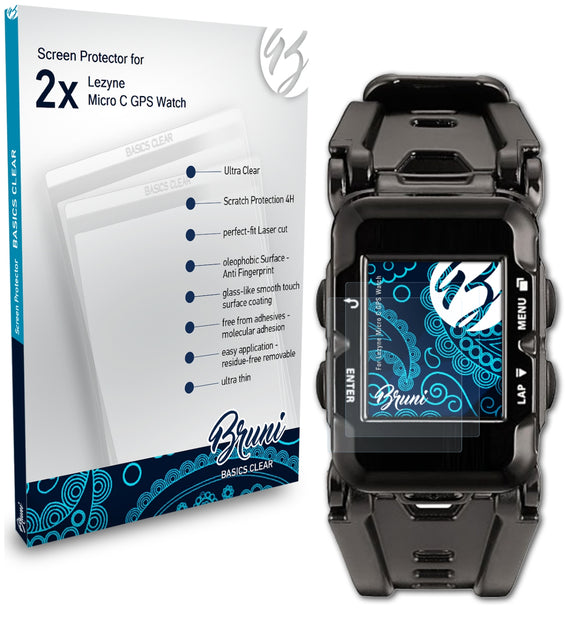 Bruni Basics-Clear Displayschutzfolie für Lezyne Micro C GPS Watch
