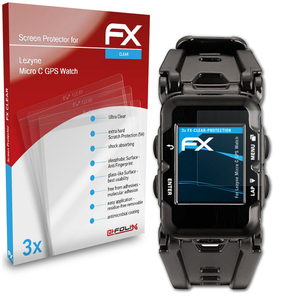 atFoliX FX-Clear Schutzfolie für Lezyne Micro C GPS Watch
