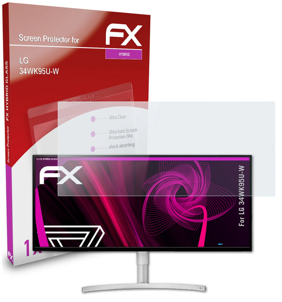 atFoliX FX-Hybrid-Glass Panzerglasfolie für LG 34WK95U-W