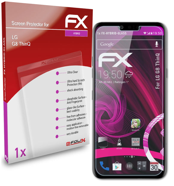 atFoliX FX-Hybrid-Glass Panzerglasfolie für LG G8 ThinQ