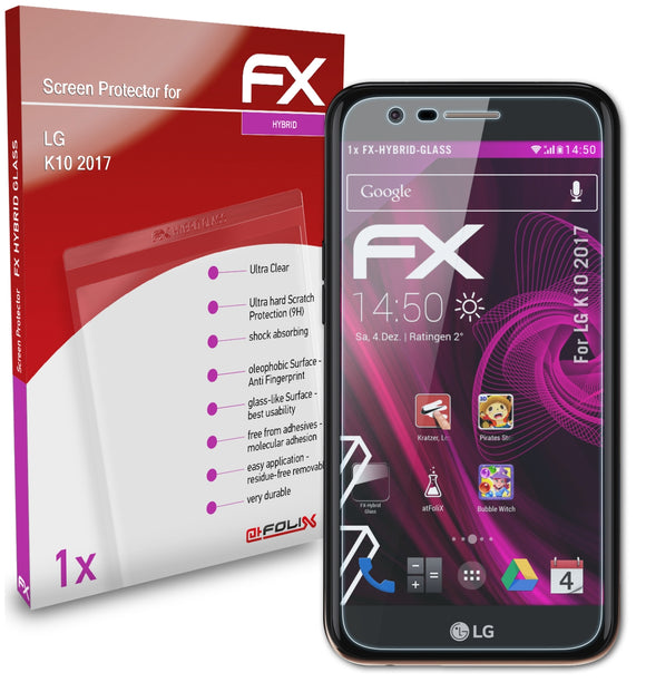 atFoliX FX-Hybrid-Glass Panzerglasfolie für LG K10 (2017)