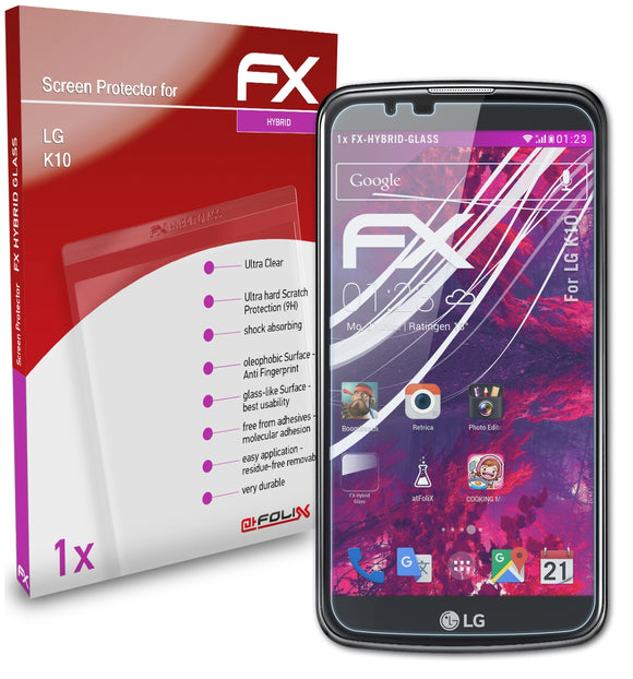 atFoliX FX-Hybrid-Glass Panzerglasfolie für LG K10