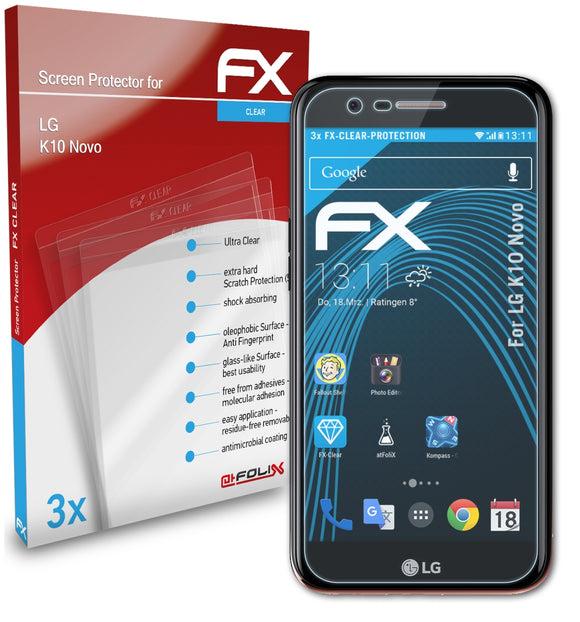 atFoliX FX-Clear Schutzfolie für LG K10 Novo