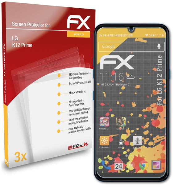 atFoliX FX-Antireflex Displayschutzfolie für LG K12 Prime