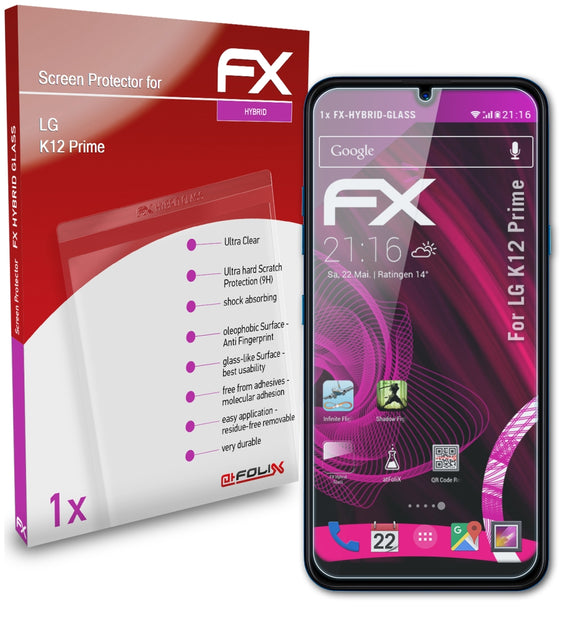 atFoliX FX-Hybrid-Glass Panzerglasfolie für LG K12 Prime