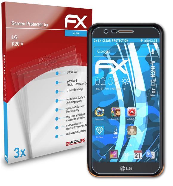 atFoliX FX-Clear Schutzfolie für LG K20 V