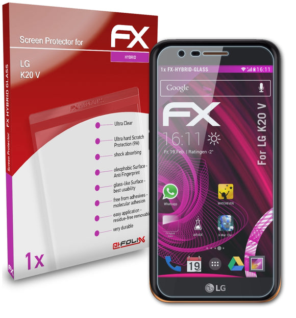 atFoliX FX-Hybrid-Glass Panzerglasfolie für LG K20 V