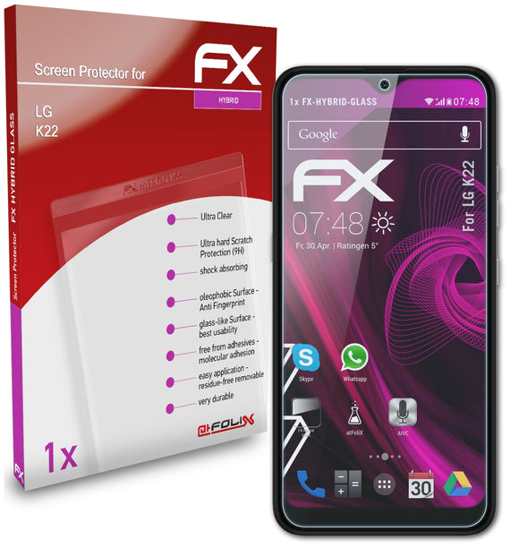 atFoliX FX-Hybrid-Glass Panzerglasfolie für LG K22