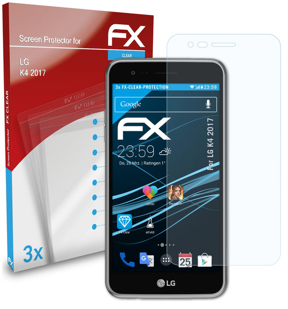 atFoliX FX-Clear Schutzfolie für LG K4 (2017)