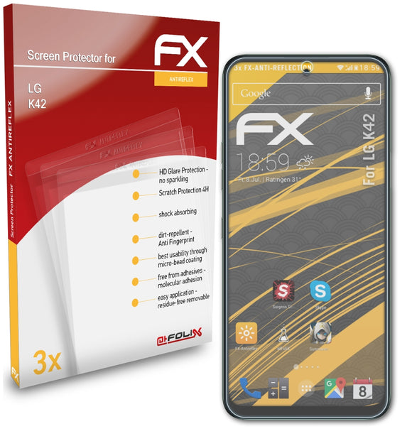 atFoliX FX-Antireflex Displayschutzfolie für LG K42