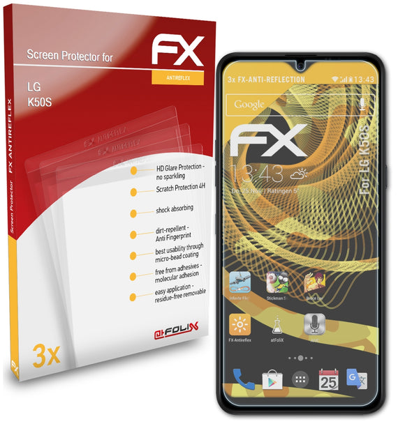 atFoliX FX-Antireflex Displayschutzfolie für LG K50S