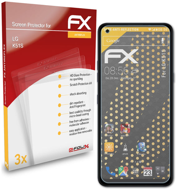 atFoliX FX-Antireflex Displayschutzfolie für LG K51S