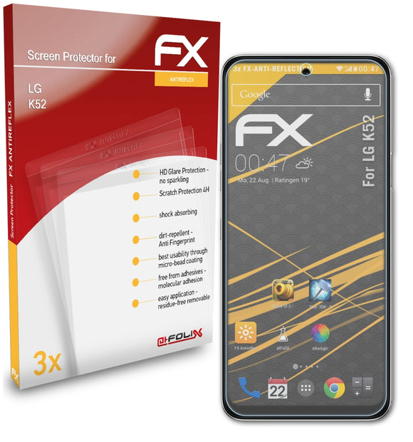 atFoliX FX-Antireflex Displayschutzfolie für LG K52