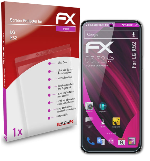 atFoliX FX-Hybrid-Glass Panzerglasfolie für LG K52