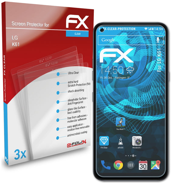 atFoliX FX-Clear Schutzfolie für LG K61