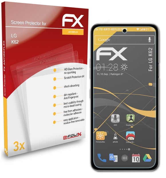 atFoliX FX-Antireflex Displayschutzfolie für LG K62