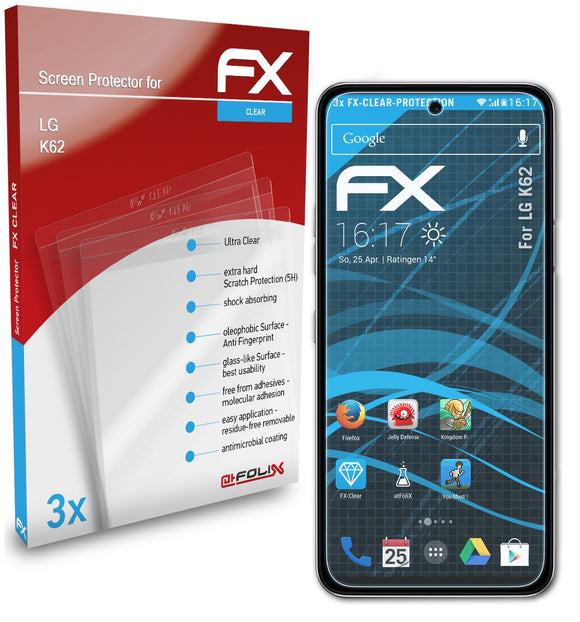 atFoliX FX-Clear Schutzfolie für LG K62