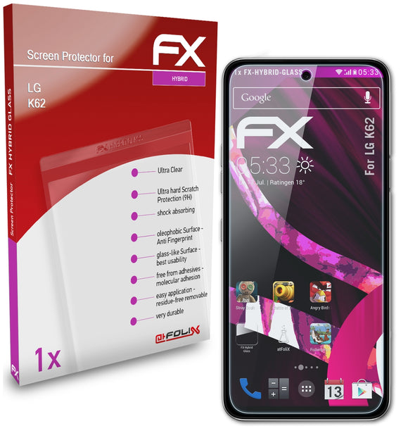 atFoliX FX-Hybrid-Glass Panzerglasfolie für LG K62