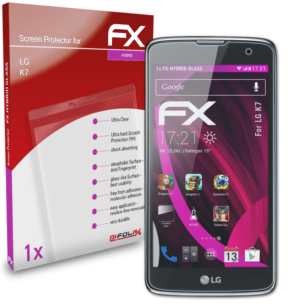 atFoliX FX-Hybrid-Glass Panzerglasfolie für LG K7